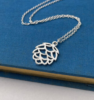 Sterling Silver Textured Pine Cone Necklace, 7 of 10