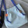 Y2 K Large Nylon Shoulder Tote Bag With Navy Straps, thumbnail 3 of 9