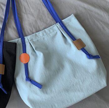 Y2 K Large Nylon Shoulder Tote Bag With Navy Straps, 3 of 9