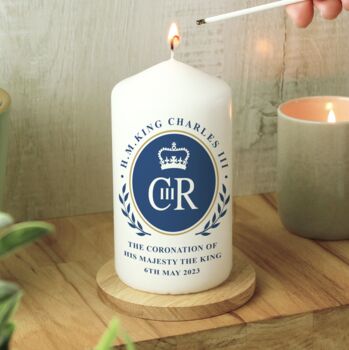 King Charles Ill Blue Crest Coronation Candle, 3 of 3
