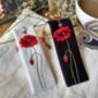 Poppy Hand Embroidered Linen Bookmark, thumbnail 1 of 6