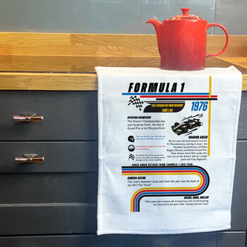Personalised F1 Season Tea Towel Birthday Gift For Formula One Fan, 3 of 6