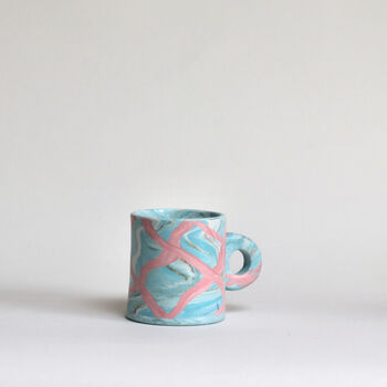 Handmade Japanese Ceramic Marble Mug Aqua X Pink, 4 of 7