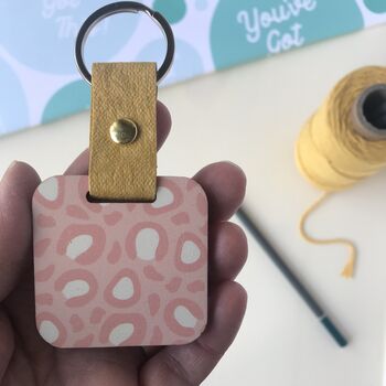 Personalised Pink Mirror Keyring And Uplifting Note, 3 of 6