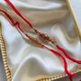 Beaded Thin Threaded Rakhi For Brother Raksha Bandhan, thumbnail 1 of 6