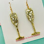 Gold Champagne Flute Glitter Earrings, thumbnail 2 of 2