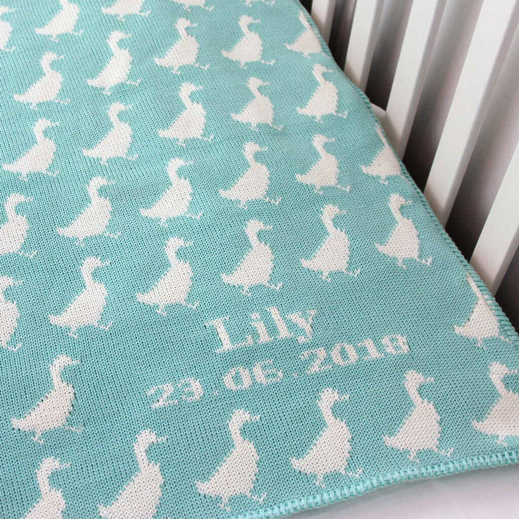 Personalised Knitted Duck Baby Blanket By Justine Louise