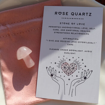 Tiny Rose Quartz Mushroom Crystal With Gift Message, 2 of 4