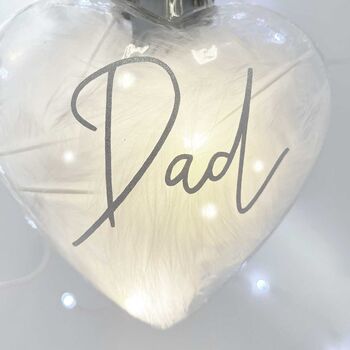 Personalised Feather Filled LED Hanging Glass Heart, 5 of 6