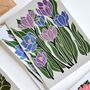 Linocut Joy Bloom Flower Notecards Set Of 12, thumbnail 11 of 12