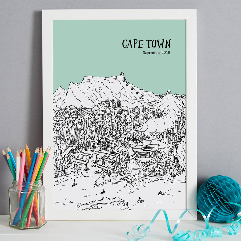 personalised cape town print by tessa galloway illustration