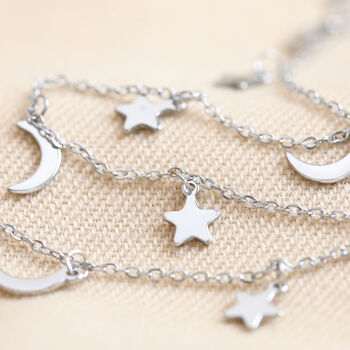 Stainless Steel Star And Moon Charm Necklace, 7 of 9
