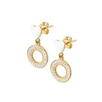 Gold Plated Crystal Enamel Heart Stud Earrings, 3 of 6
