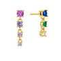 Rainbow Multi Gemstone Asymmetric Earrings, thumbnail 1 of 10
