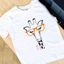 Kids Personalised Giraffe With Glasses T Shirt, thumbnail 2 of 5