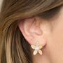 Vita Gold Flower Stud Earrings With Freshwater Pearls, thumbnail 1 of 3