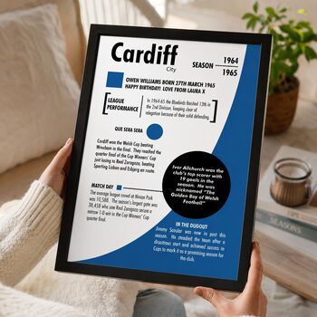 Personalised Birth Year Print Birthday Gift For Cardiff City Fans, 2 of 11