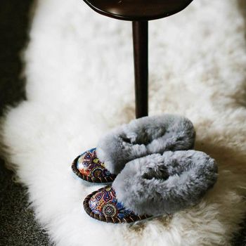 Mosaic Grey Sheepers Slippers, 7 of 12