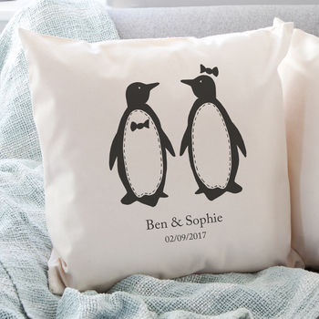 Personalised Penguin Pairs Cushion, 3 of 5
