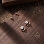 Genuine Pearl And Mobius Circle Long Drop Earrings, thumbnail 4 of 10