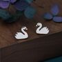 Cute Swan Stud Earrings In Sterling Silver, thumbnail 2 of 10