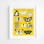 British Moths And Butterflies Print On Yellow, thumbnail 1 of 5