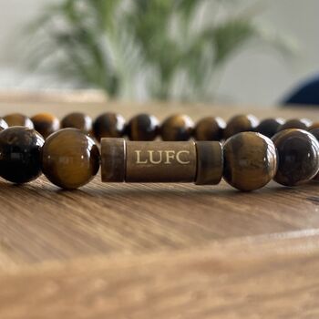 Men's Leeds United Football Fan Tiger's Eye Bracelet, 3 of 7