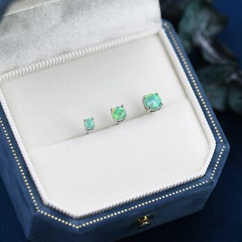 Green Opal Stud Earrings In Sterling Silver, 5 of 12
