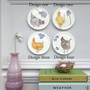 Hens And Forget Me Nots Decorative Mini Wall Plates, 3 of 6