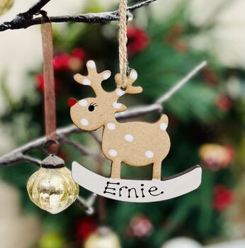 Personalised Rocking Reindeer Christmas Decoration, 2 of 7