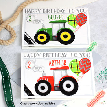 Personalised Pink Tractor Birthday Card, 5 of 10