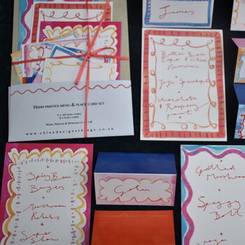 Recycled Wiggly Line Menu And Place Card Set, 6 of 12