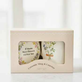 Floral Mug And Coaster Gift Set For Mum, 2 of 12