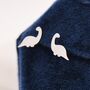 Tiny Dinosaur Stud Earrings In Sterling Silver, thumbnail 1 of 12