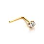 9ct Yellow Gold Clear 2mm Round Cz L Shaped Nose Stud, thumbnail 4 of 5