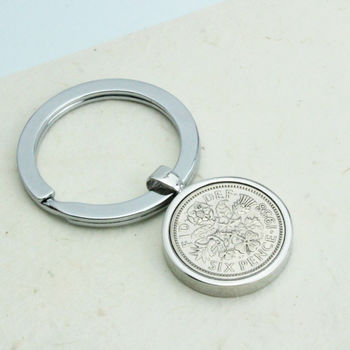 Any Date Personalised Sixpence Keyring, 7 of 10