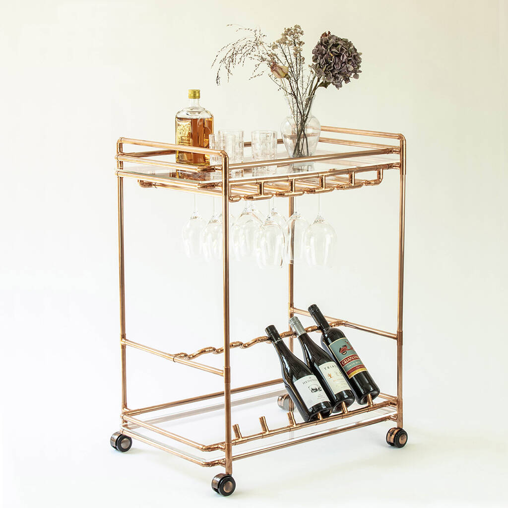 Handmade Drink Trolley With Wine Rack And Glass Rack, 1 of 5