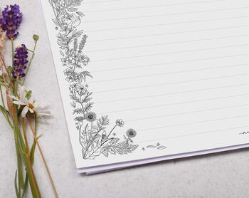A4 Landscape Letter Writing Paper With Monochrome Floral Design, 4 of 5