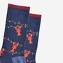 Men's Bamboo Socks Lobster Party Lights Navy Blue, thumbnail 3 of 5