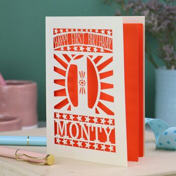 Personalised Papercut Starry First Birthday Card, 4 of 6