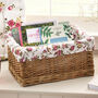 Wicker Storage Basket With Rose Lining, thumbnail 1 of 5