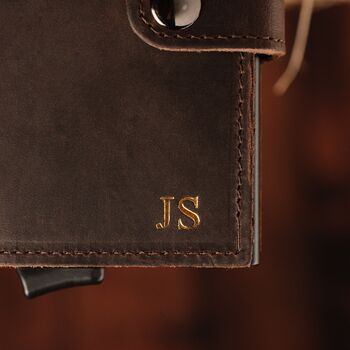 Personalised Leather Slim Pop Up Wallet, 4 of 7