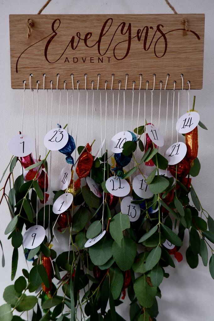 Personalised Modern Calligraphy Wooden Advent By Polly & Me