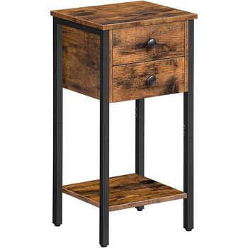 Tall Bedside Table Slim Side Table With Two Drawers, 9 of 10