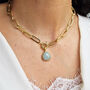 18k Gold Plated Aquamarine Paperclip Necklace, thumbnail 4 of 6