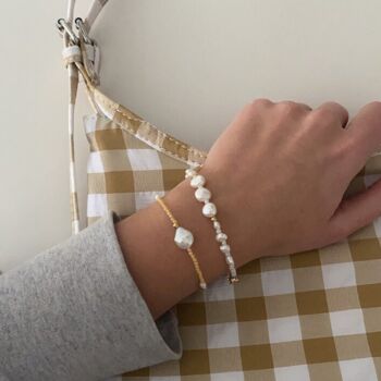 London Gold Plated, Beaded Pearl Bracelet, 3 of 5