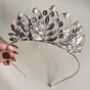 The Agatha Mini Crown Flower Girl Bridal Pearl Oak Leaf Tiara Headband, thumbnail 9 of 11