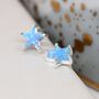 Blue Fire Opal Star Stud Earrings In Sterling Silver, thumbnail 2 of 11