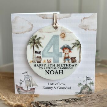 1st Birthday Or Any Age Pirate Keepsake Card, 2 of 3