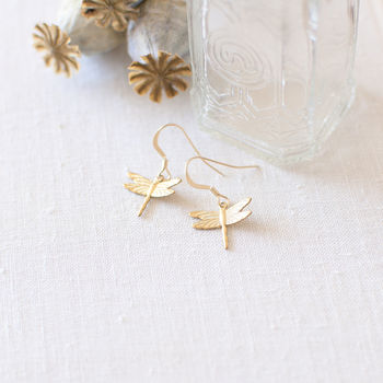 Gold Dragonfly Earrings, 2 of 5
